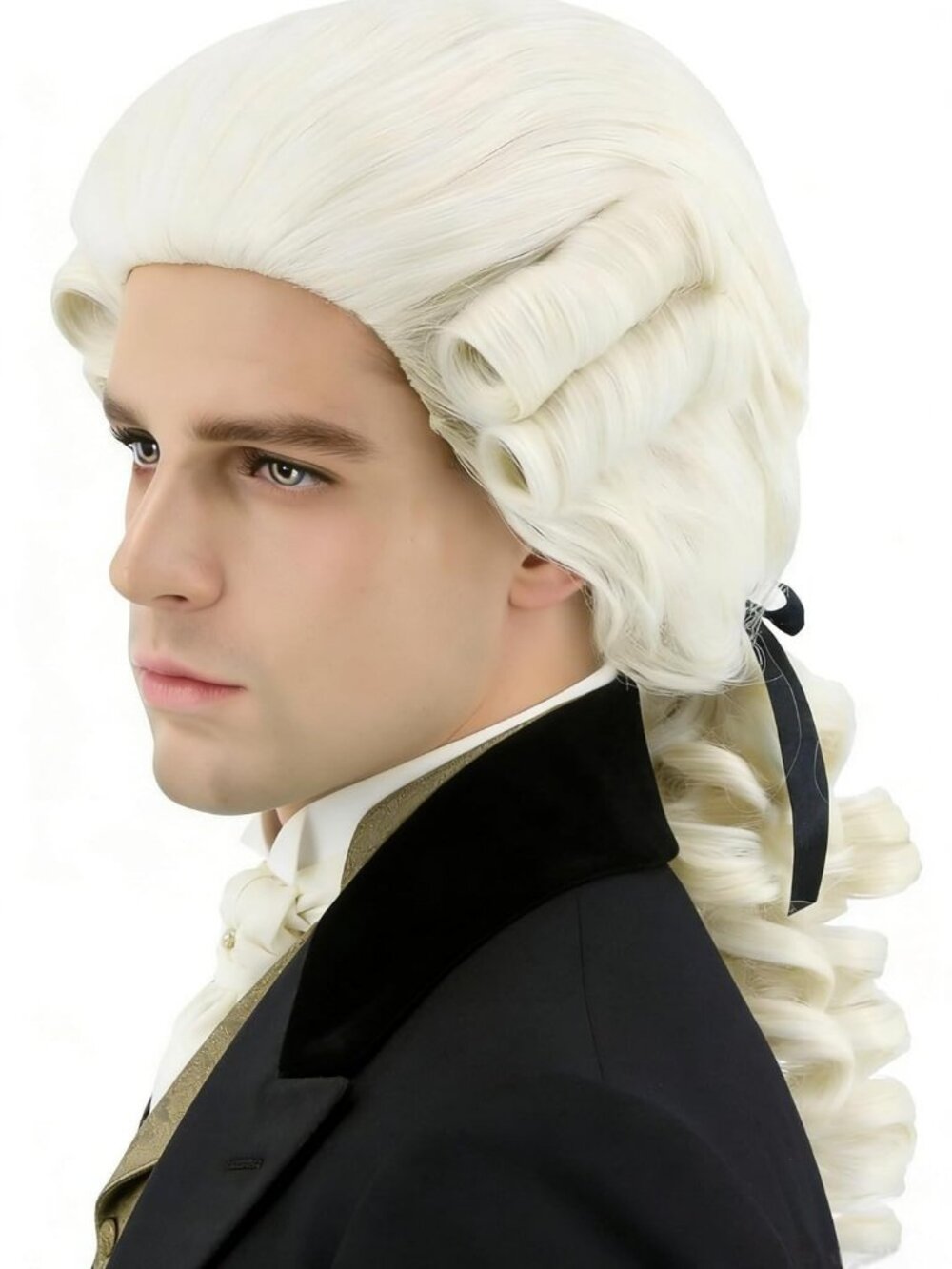 Topcosplay Judge Colonial Wig for Men Women 18 Inch (Pack of 1), Beige